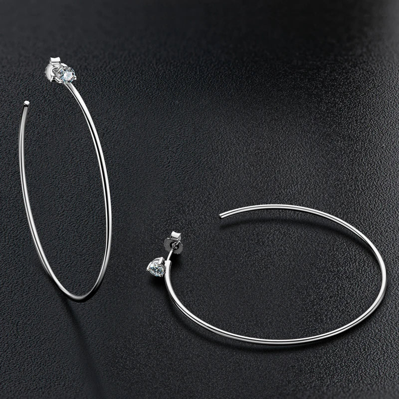 Simple 4.0mm Moissanite Hoop Earrings – 925 Sterling Silver Open Circle Piercing Jewelry for Women | Melisande