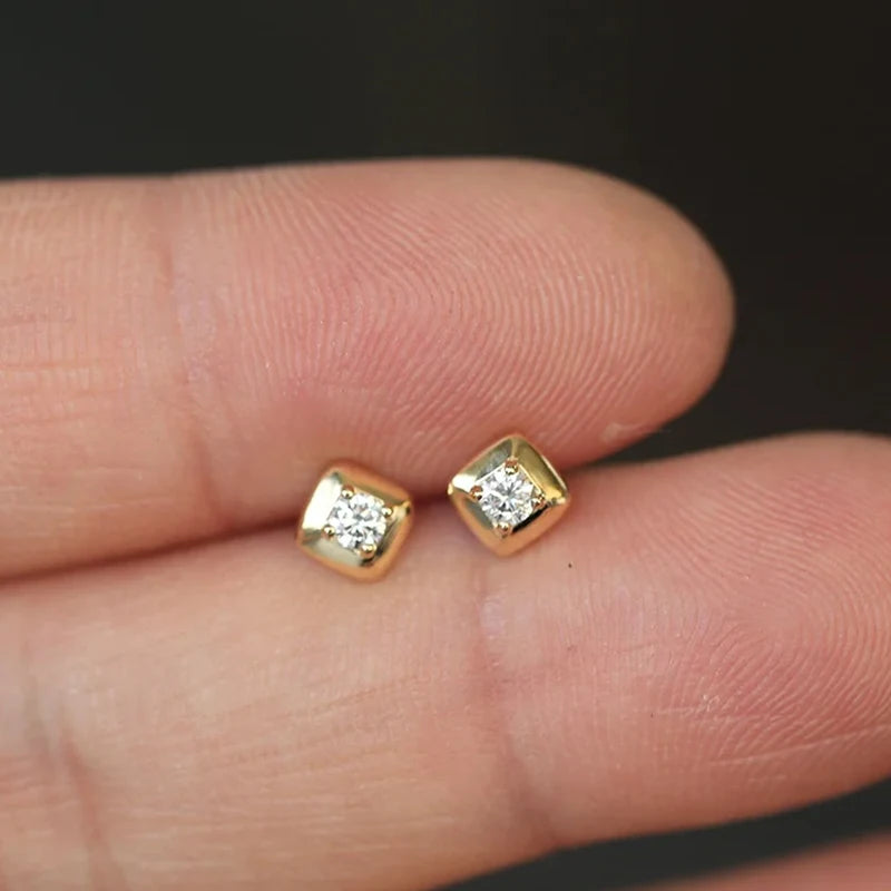 925 Sterling Silver Square Moissanite Earrings – 3mm D Color Round Stud Jewelry for Women | Melisande