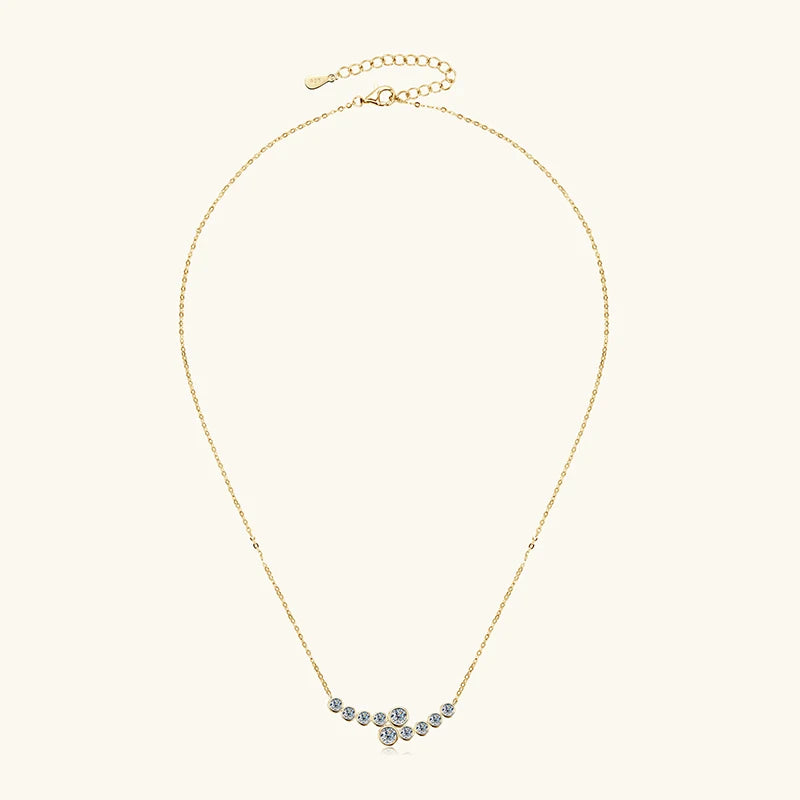 4mm & 3mm Bubble Moissanite Curved Pendant Necklace, 925 Sterling Silver French Collar Design – Women’s Fine Jewelry – Melisande
