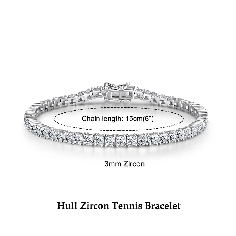 Moissanite Tennis Bracelet, 925 Sterling Silver, 14K Gold Plated, 3mm & 5mm D VVS1 Round Stones – Women’s Fine Jewelry – Melisande