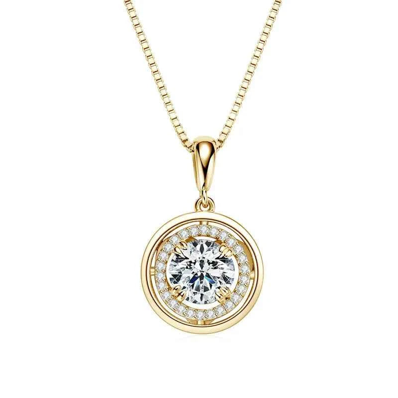 6.5mm / 8mm / 9mm D Color Moissanite Pendant Necklace, 3ct / 2ct Stones, 925 Sterling Silver Adjustable Chain – Melisande