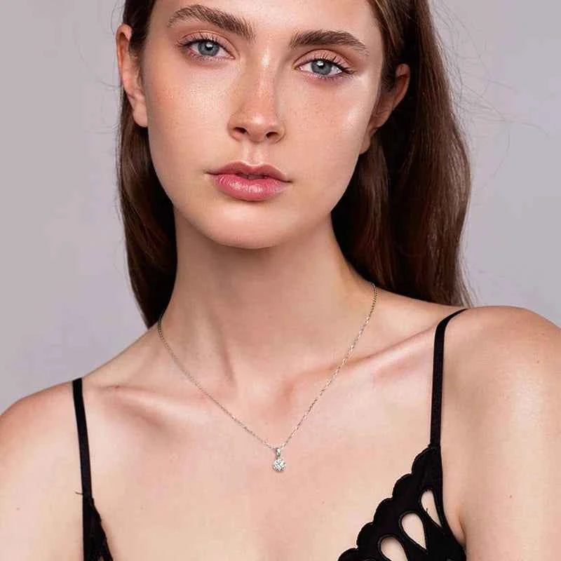 2ct D Color Moissanite Drop Pendant Necklace, 1ct Certified Stones, Real 925 Sterling Silver Adjustable Chain – Melisande