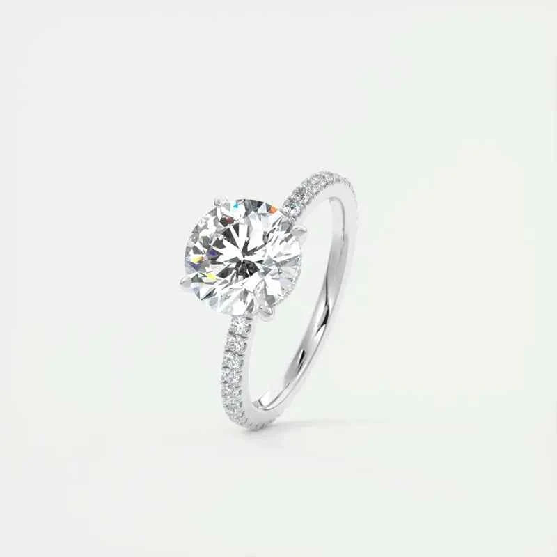 Engagement & Promise Ring – 925 Sterling Silver – 2.0ct Round D–E Moissanite – 8mm Stone – Melisande