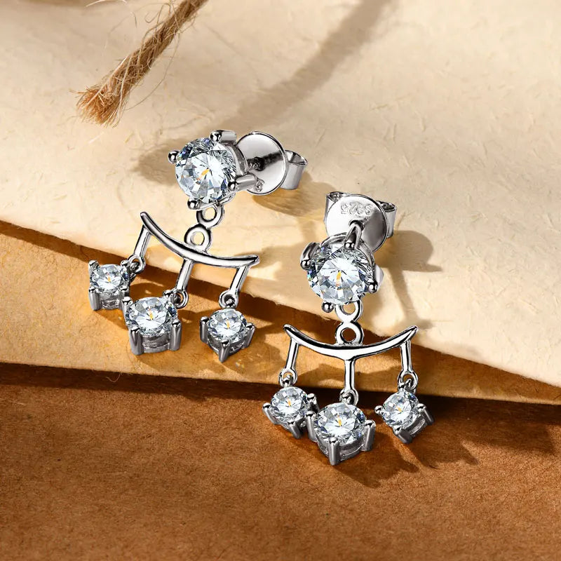 Moissanite Ear Jacket Earrings – 925 Sterling Silver D Color Dual Use Studs for Women Valentine Jewelry | Melisande