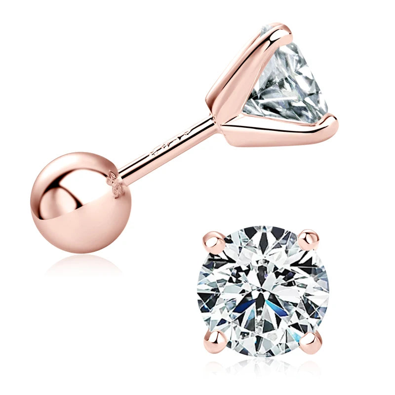 2.0ctw D Color Moissanite Stud Earrings – 925 Sterling Silver Ball Screw Back Unisex Fine Jewelry | Melisande