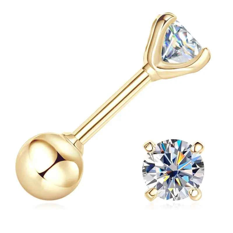 5mm 0.5ct Moissanite Halo Stud Earrings, Real 10K Solid Gold Screw Back Piercing Design – Melisande