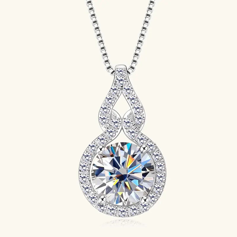 Gourd-Shaped Moissanite Pendant Necklace, 3ct / 2ct / 1ct D Color Stones, 925 Sterling Silver Adjustable Chain  – Melisande