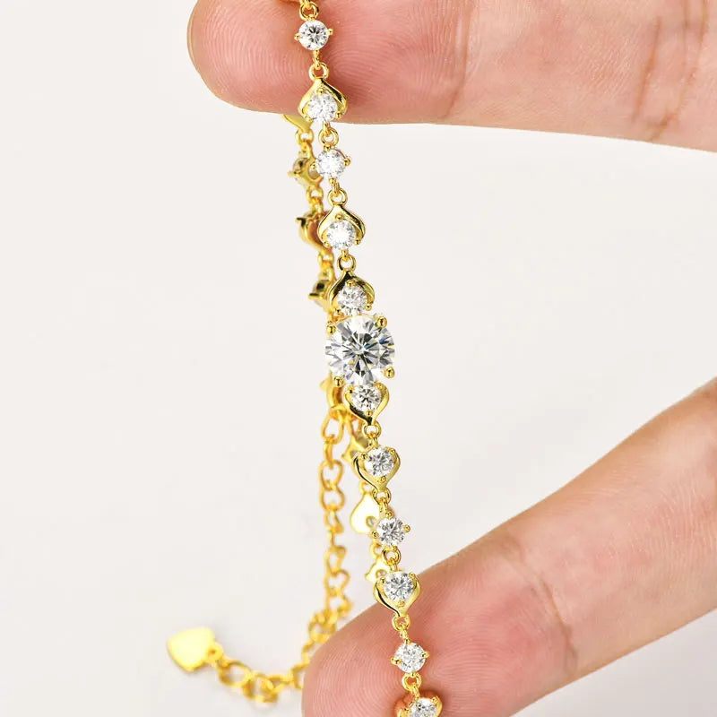 Moissanite Bracelet for Women 925 Silver 18K Gold Plated – Melisande