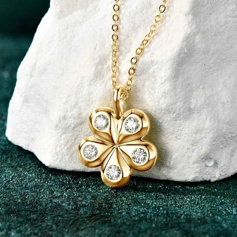 925 Sterling Silver Moissanite Flower Petal Pendant Necklace, Adjustable Chain – Elegant Wedding Jewelry – Melisande