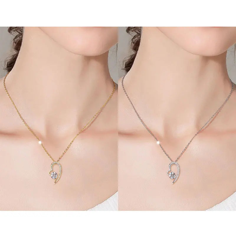 Moissanite Heart Pendant Necklace – 925 Sterling Silver 1.0ct 6.5mm Women’s Romantic Jewelry Gift | Melisande