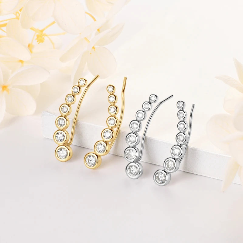1.52cttw Moissanite Climber Earrings – 925 Sterling Silver Full Bezel Elegant Jewelry for Women | Melisande