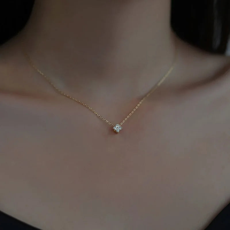 Four-Leaf Clover Moissanite Pendant Necklace, 925 Sterling Silver Choker Design – Women’s Fine Jewelry – Melisande