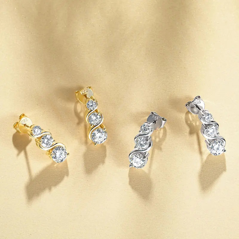 Moissanite Stud Earrings – 10K Solid Gold – D–E Color Stones (6–6.5mm / 0.8–1ct) – Classic Fine Jewelry | Melisande