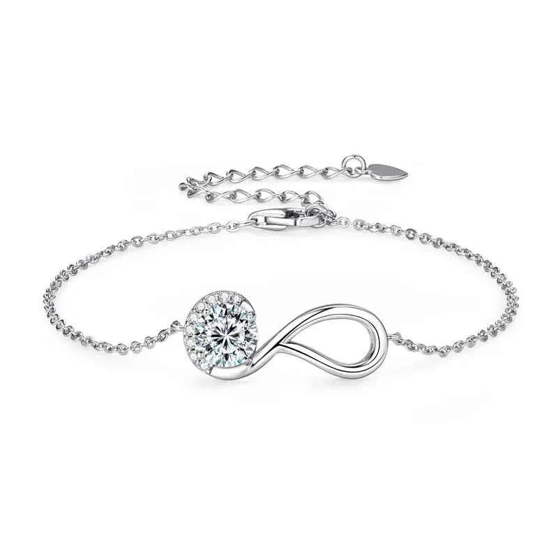 2025 Trendy 6.5mm 1ct D Moissanite Infinite Bracelet for Women Real 925 Silver Certified Lab Diamond Infinity Love Jewelry Gifts
