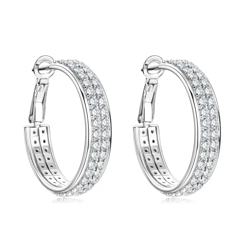 Pavé Moissanite Hoop Earrings – 925 Sterling Silver Full Stone Women’s Fine Jewelry | Melisande