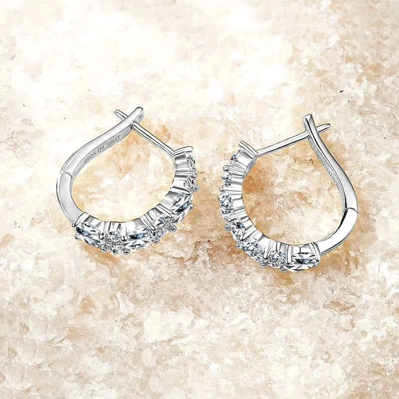 Moissanite U-Shape Hoop Earrings – 925 Sterling Silver VVS1 Certified 2.76cttw | Melisande