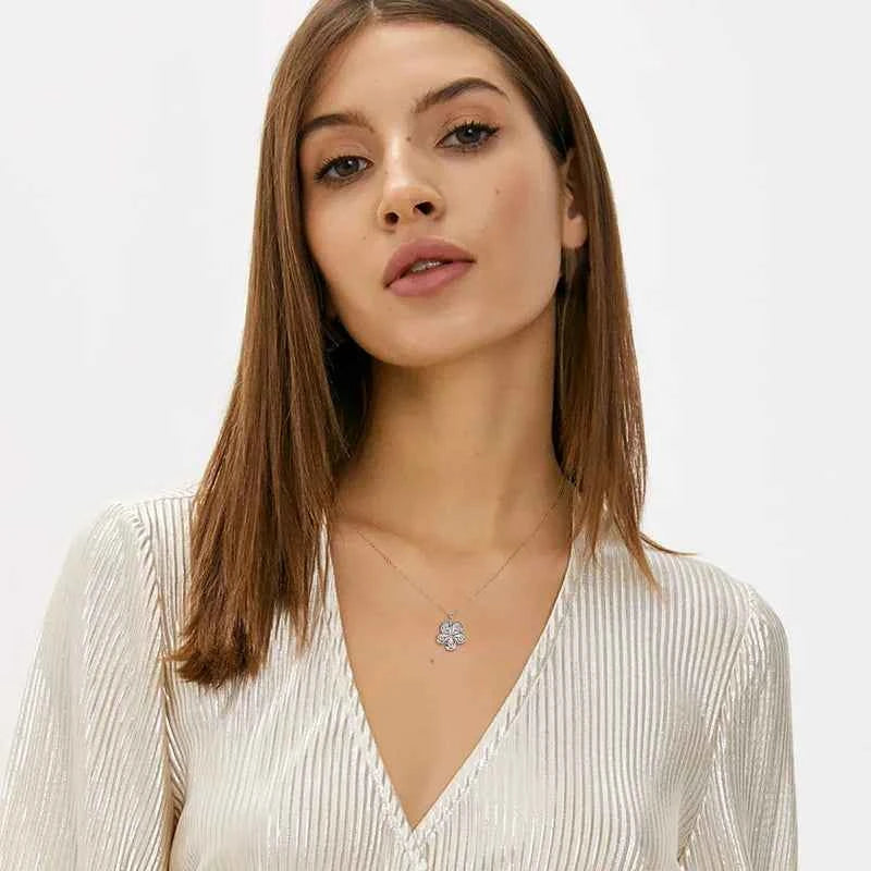 925 Sterling Silver Moissanite Flower Petal Pendant Necklace, Adjustable Chain – Elegant Wedding Jewelry – Melisande