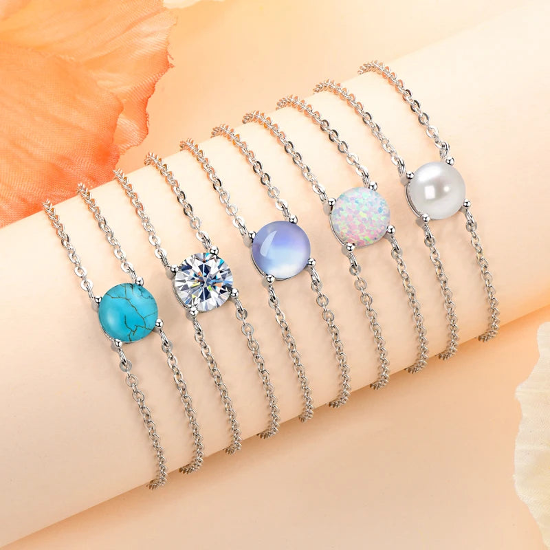 Colorful 12 Birthstone Bracelet, 6.5mm Lab Diamond Moissanite & Zircon Stones – Melisande