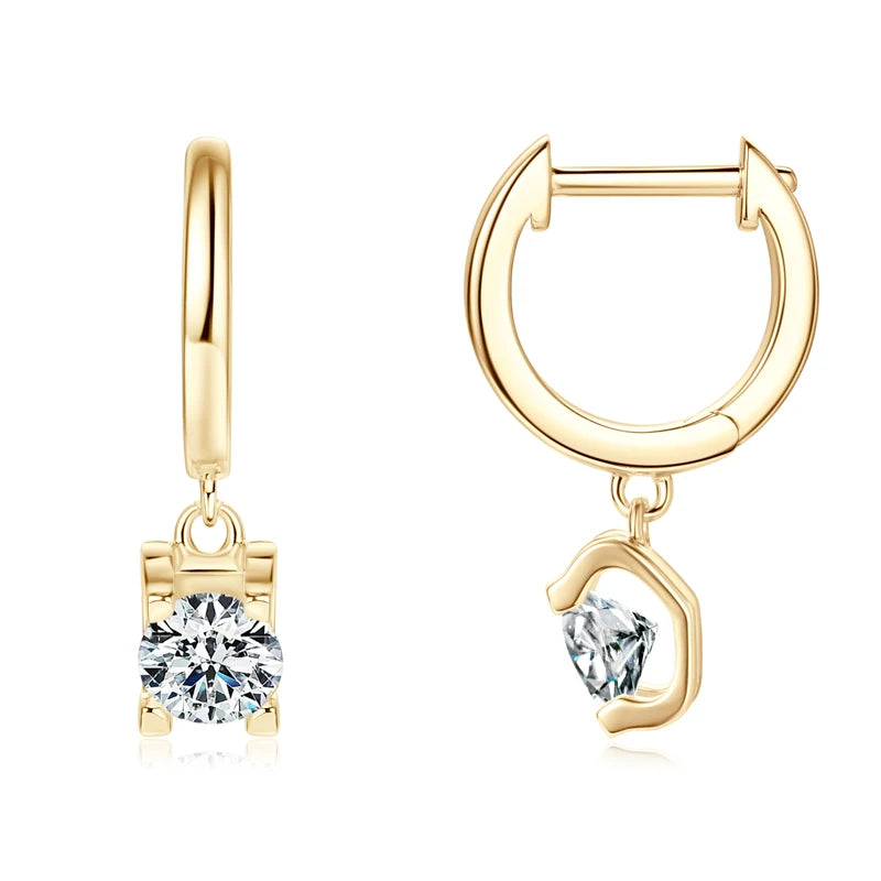 925 Sterling Silver Moissanite Hoop Earrings – 5mm (1ctw) D Color Round Drop Diamond | Melisande