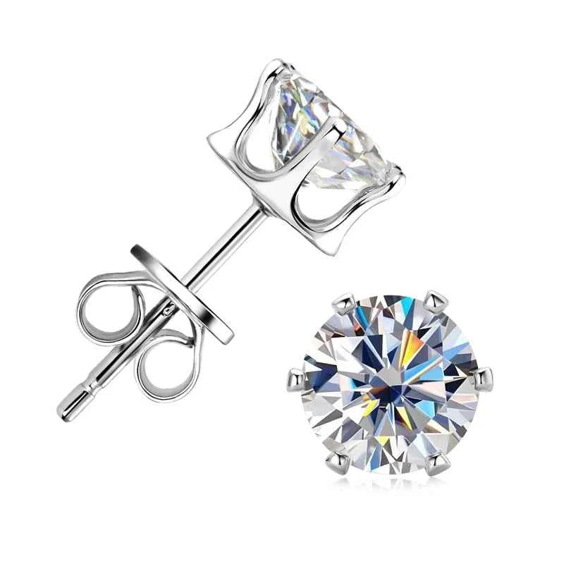 Moissanite Stud Earrings – 925 Sterling Silver D Color 3–9mm Certified Unisex Jewelry | Melisande