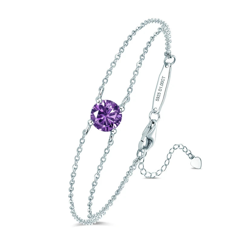 Colorful 12 Birthstone Bracelet, 6.5mm Lab Diamond Moissanite & Zircon Stones – Melisande