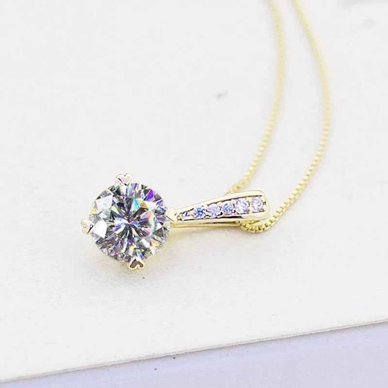 Anziw 925 Silver 1Ct D Color Round Moissanite Pendant Necklace with Real Certificate Women's Necklace Jewelry Heart Shaped Claw