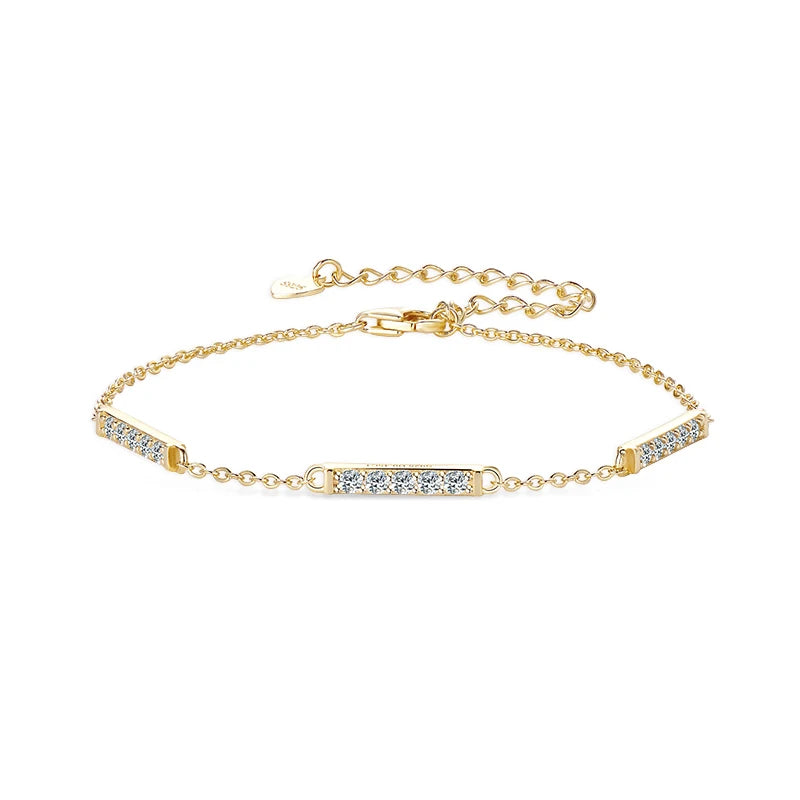 18K Gold Plated Moissanite Bracelet – 925 Sterling Silver Fashion Hand Chain Jewelry for Women | Melisande
