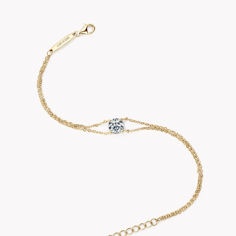 925 Silver Double Chain Moissanite Bracelet, 6.5mm 1.0ct D Color Stone, With GRA Certificate – Women’s Fine Jewelry – Melisande