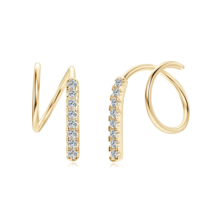 Stylish 14K Gold Bar Spinning Earrings – 925 Sterling Silver Moissanite Piercing Jewelry for Women | Melisande
