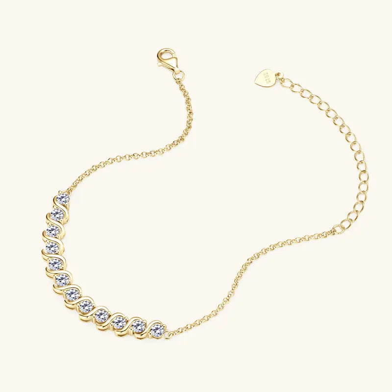 3mm D Color Moissanite Infinity Bracelet, 925 Sterling Silver Adjustable Chain – Melisande