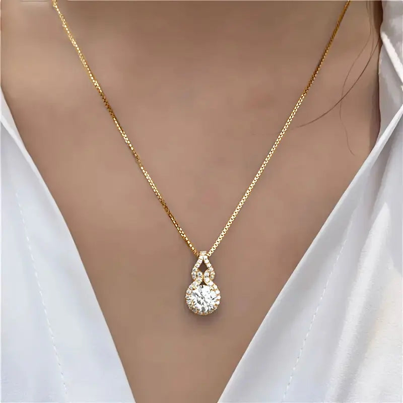 Gourd-Shaped Moissanite Pendant Necklace, 3ct / 2ct / 1ct D Color Stones, 925 Sterling Silver Adjustable Chain  – Melisande