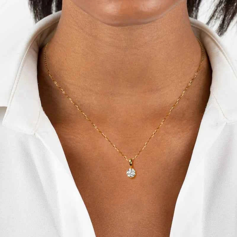 2ct D Color Moissanite Drop Pendant Necklace, 1ct Certified Stones, Real 925 Sterling Silver Adjustable Chain – Melisande