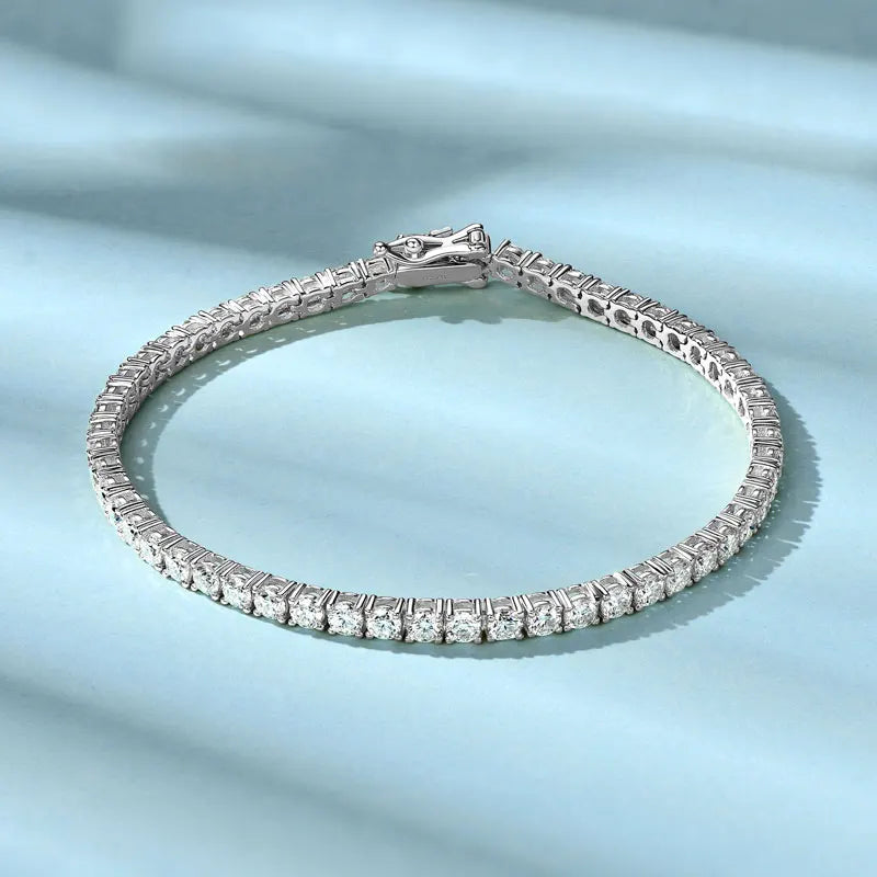 3mm D VVS1 Moissanite Tennis Bracelet – 925 Sterling Silver 14K Gold Unisex Luxury Jewelry | Melisande