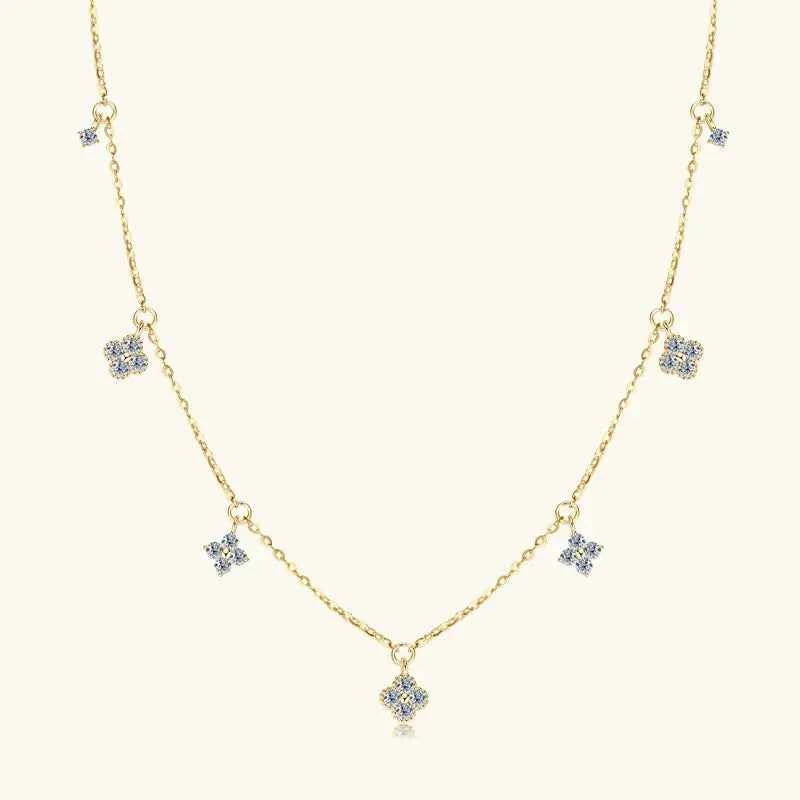3mm D Color Moissanite Clover Jewelry Set, 925 Sterling Silver Necklace, Earrings & Bracelet (3-in-1 Set) – Melisande