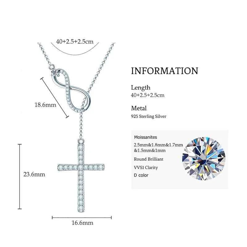 6.5mm 1.0ct D Moissanite Heart Pendant Y Shaped Infinity Necklace for Women 925 Silver Anniversary Wedding Jewelry Gift 2025 New