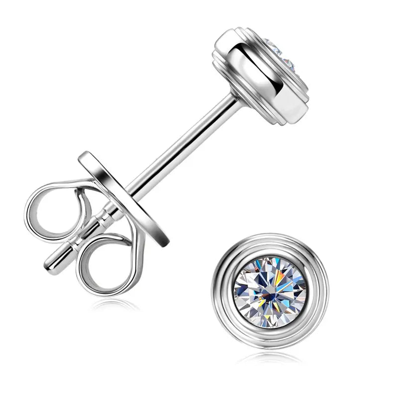 3mm D Color Bezel Moissanite Earrings – 925 Sterling Silver Unisex Mini Studs for Couples | Melisande
