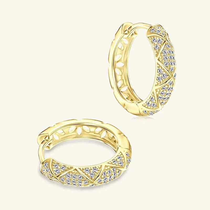 Moissanite Pave Hoop Earrings – 925 Sterling Silver D Color Certified Huggies | Melisande