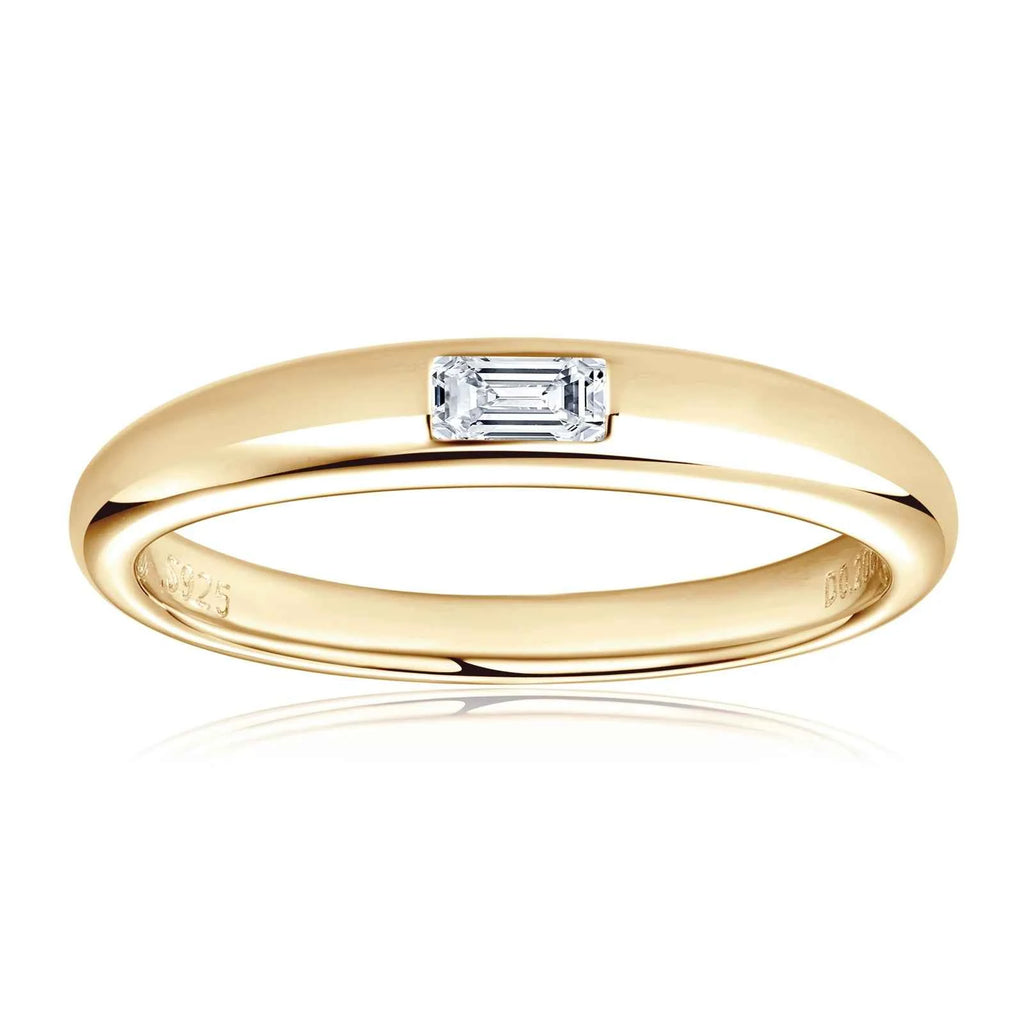 Moissanite Princess Cut Wedding Ring – 925 Sterling Silver 18K Gold Plated D Color GRA Certified | Melisande