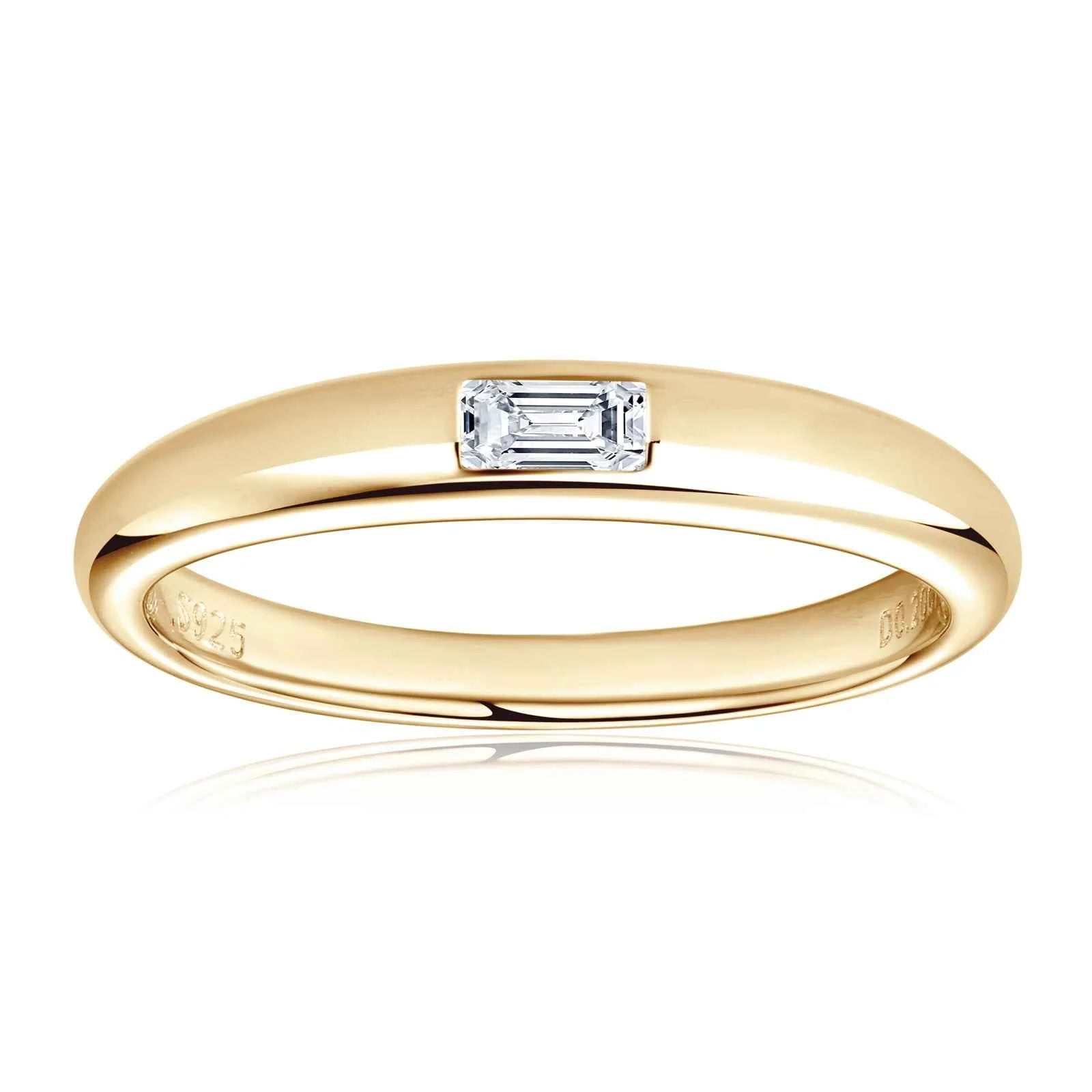 Moissanite Princess Cut Wedding Ring – 925 Sterling Silver 18K Gold Plated D Color GRA Certified | Melisande