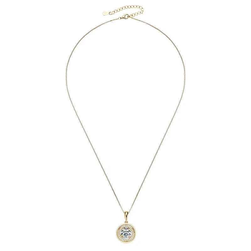 6.5mm / 8mm / 9mm D Color Moissanite Pendant Necklace, 3ct / 2ct Stones, 925 Sterling Silver Adjustable Chain – Melisande