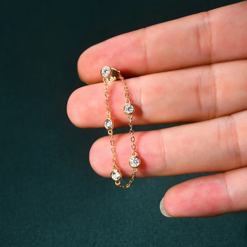 Moissanite Tassel Drop Earrings – 925 Sterling Silver Long Chain Station Piercing Wedding Jewelry | Melisande