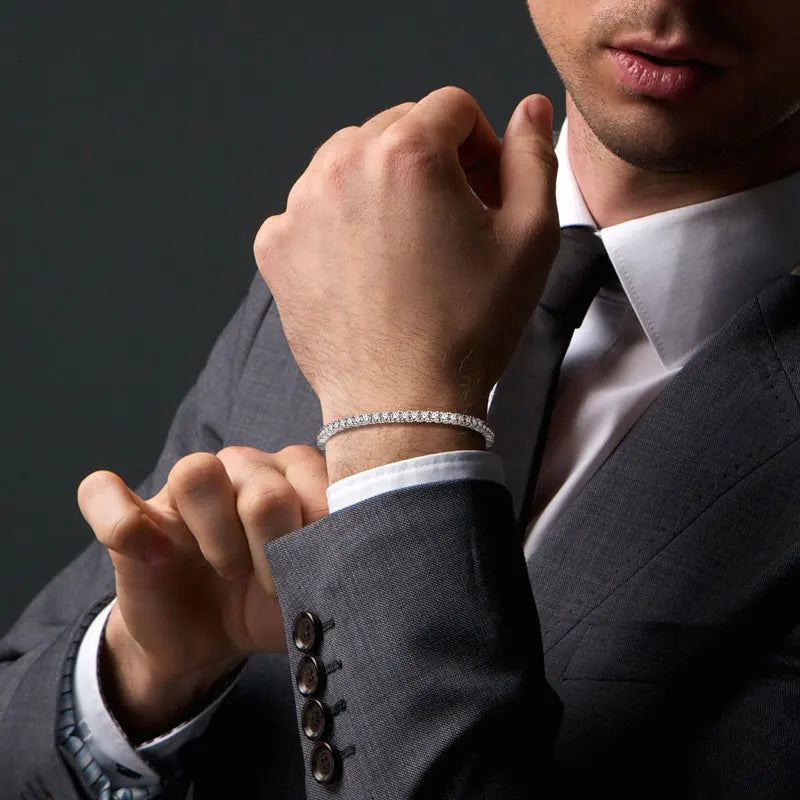 Moissanite Tennis Bracelet, 925 Sterling Silver, 14K Gold Plated, 3mm & 5mm D VVS1 Round Stones – Women’s Fine Jewelry – Melisande