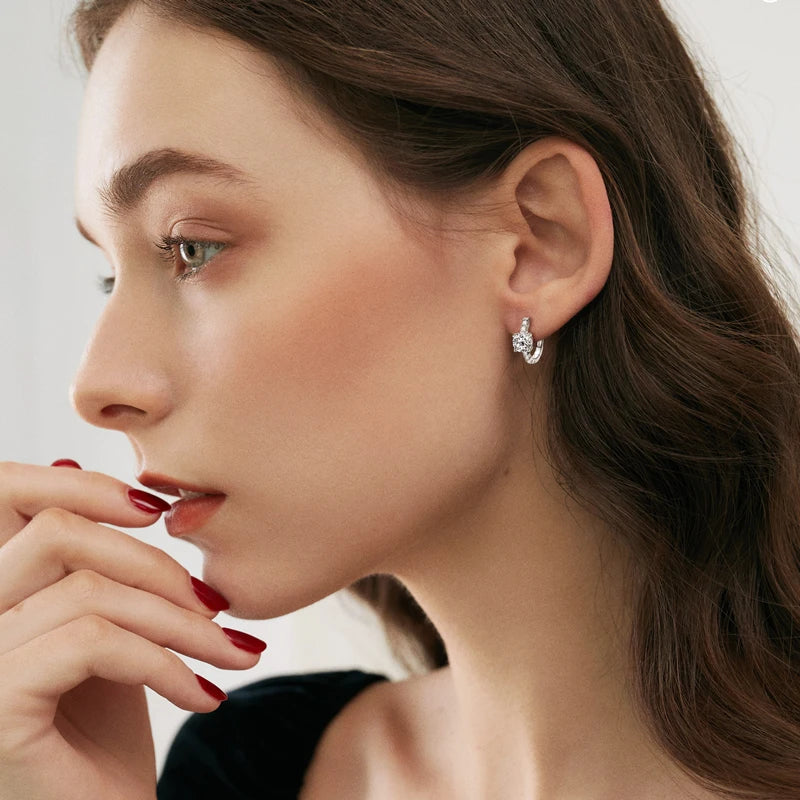 2.36ctw Moissanite Hoop Huggie Earrings – 925 Sterling Silver Certified Luxury Jewelry for Women | Melisande