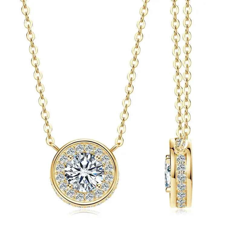 1ct 6.5mm Moissanite Pendant Necklace, 925 Sterling Silver Adjustable Chain – Melisande