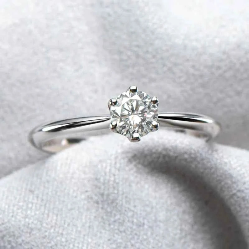 Moissanite Solitaire Ring – 925 Sterling Silver 0.5–3ct Wedding & Engagement Band | Melisande