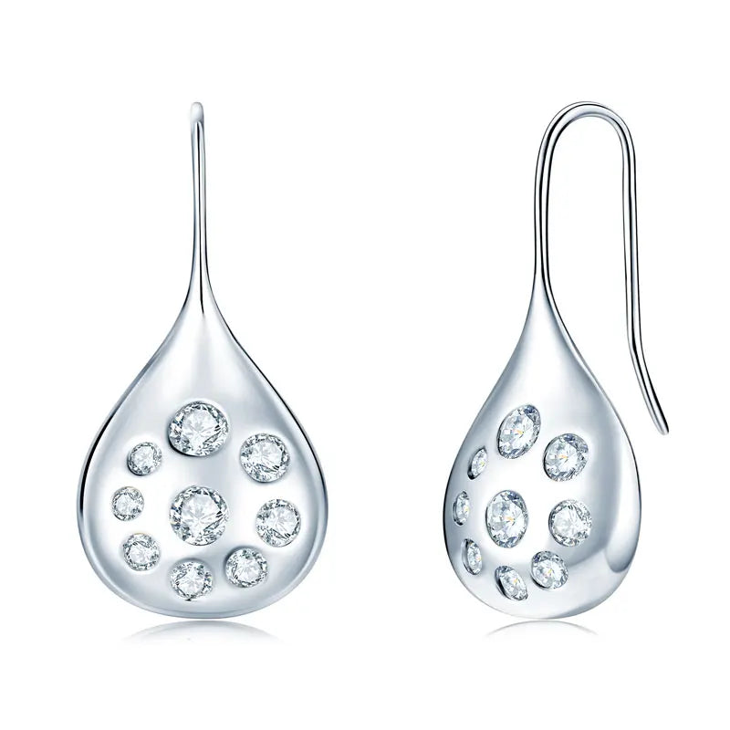 Shimmering Teardrop Moissanite Earrings – 925 Sterling Silver 1.6cttw Dangle Hooks for Women | Melisande