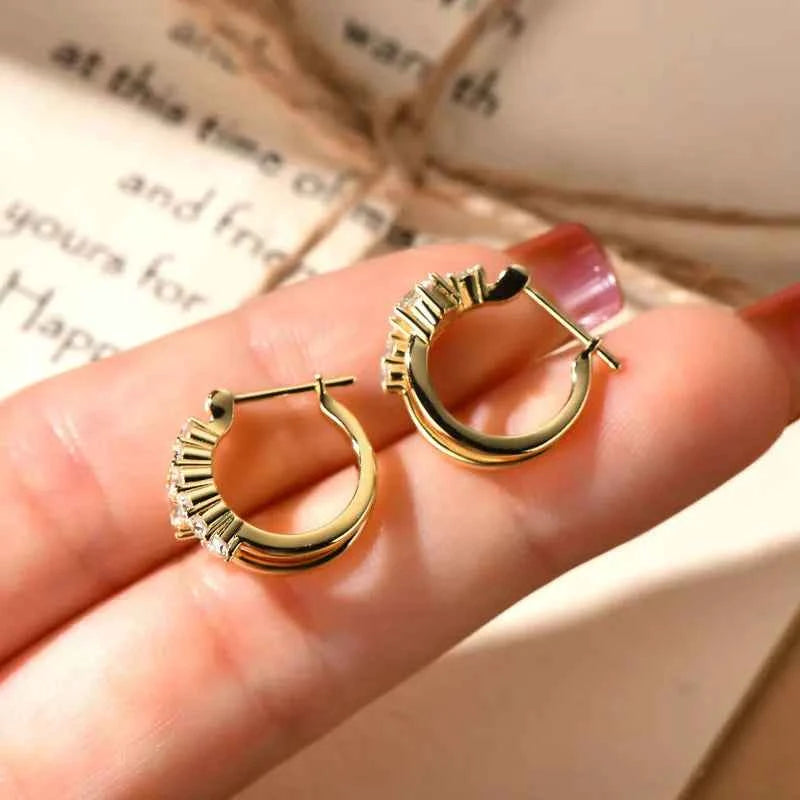 925 Sterling Silver Split Hoop Earrings, 4mm Moissanite Stones, Certified GRA Sparkling Design – Melisande