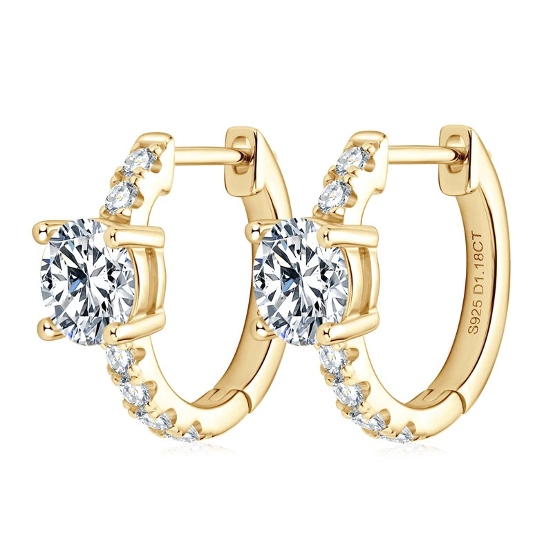 2.36ctw Moissanite Hoop Huggie Earrings – 925 Sterling Silver Certified Luxury Jewelry for Women | Melisande