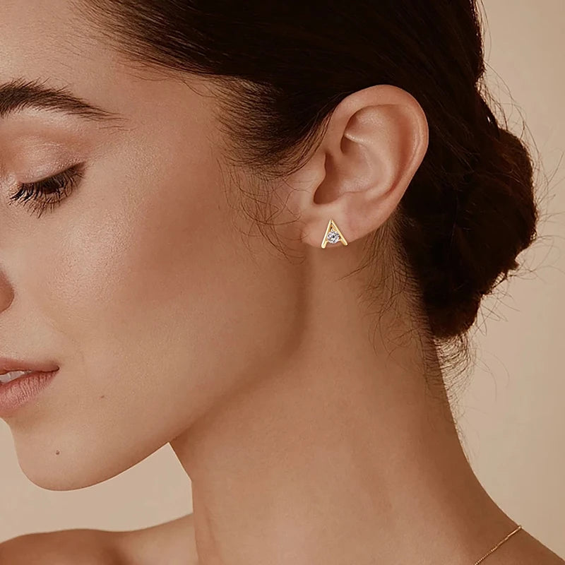 5mm D Color Moissanit5mm D Color Moissanite Triangle Earrings – 925 Sterling Silver 0.5ct Round-Cut Stud Jewelry for Women | Melisande
