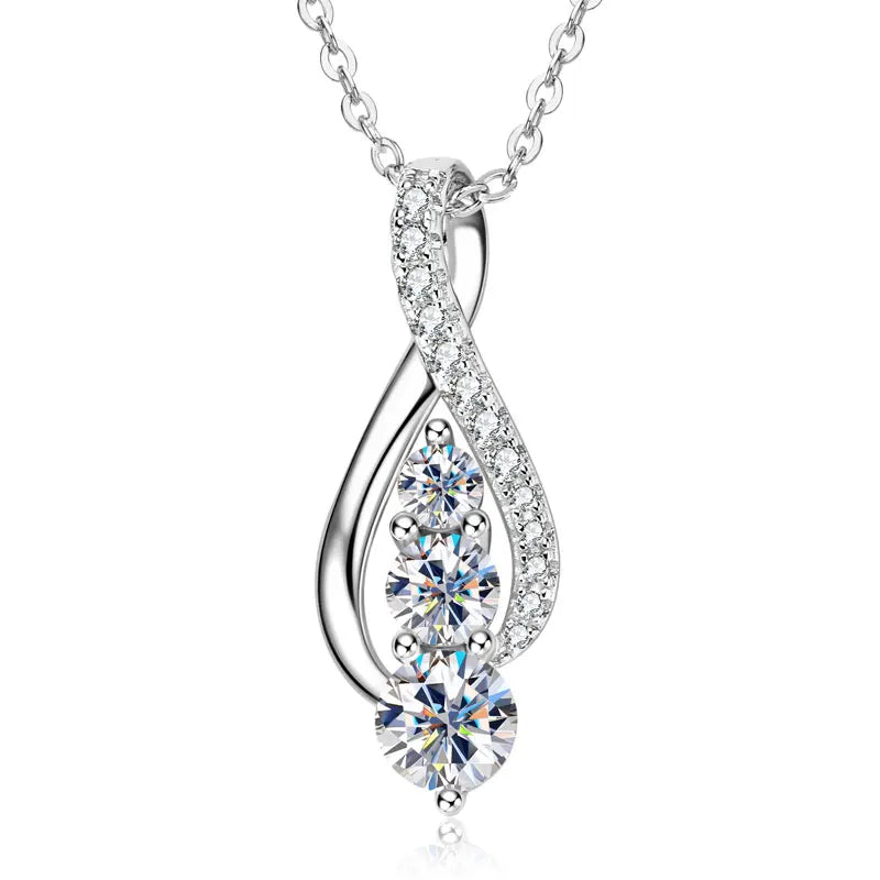 925 Sterling Silver All-Moissanite Infinity Pendant Necklace, Adjustable Chain Women’s Fashion Fine Jewelry – Melisande